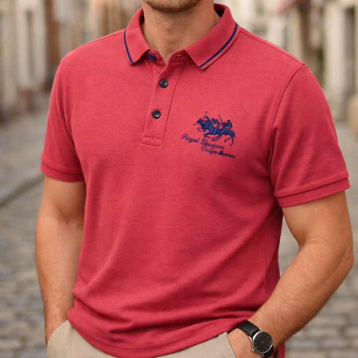 Camisa Polo de Manga Corta Bordada Casual para Hombres