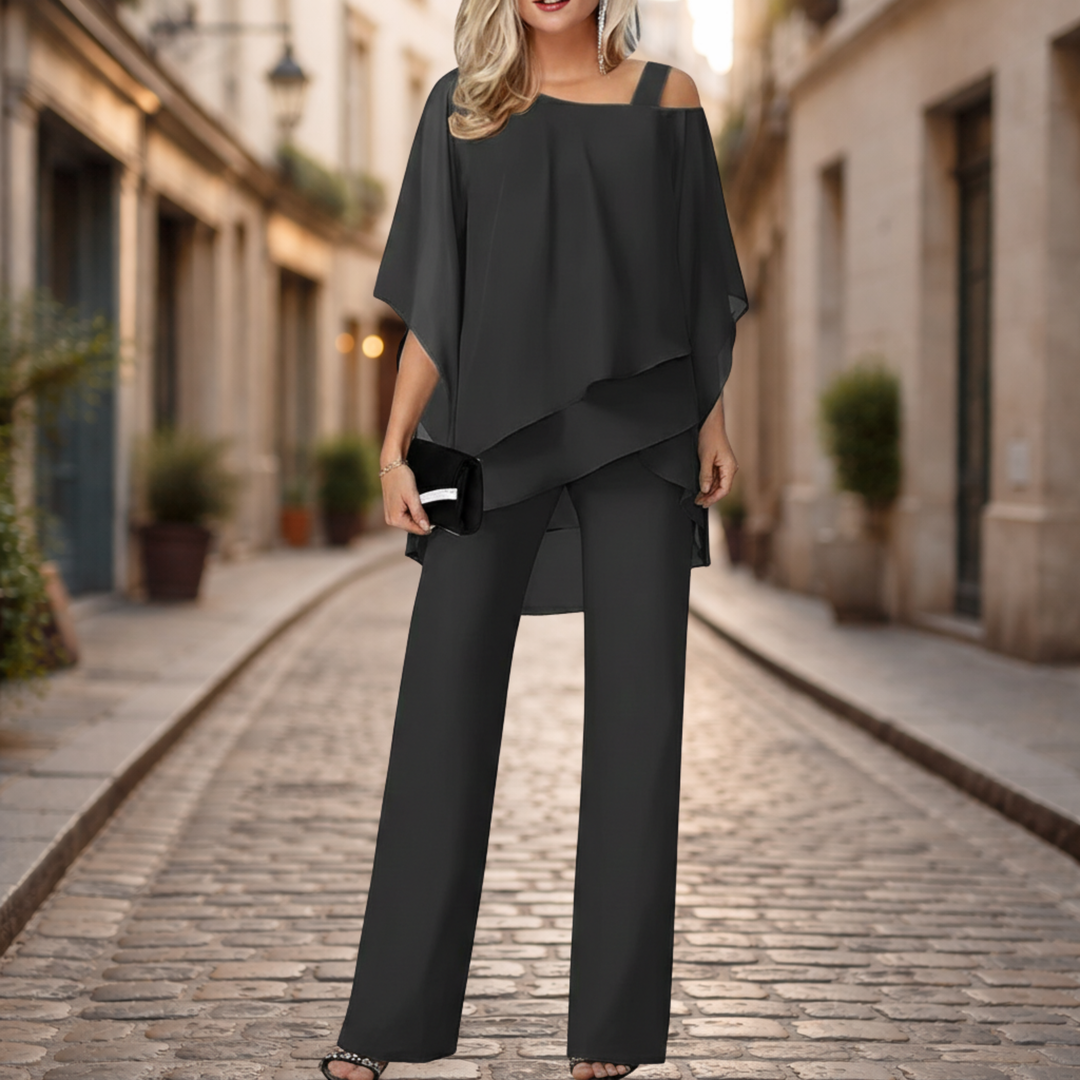 Chiffon Set Women Evening Two Piece Elegant