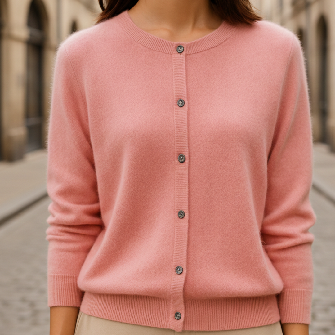 Cárdigan de Cachemira para Mujeres con Botones en la Parte Frontal, de Punto y de Manga Larga