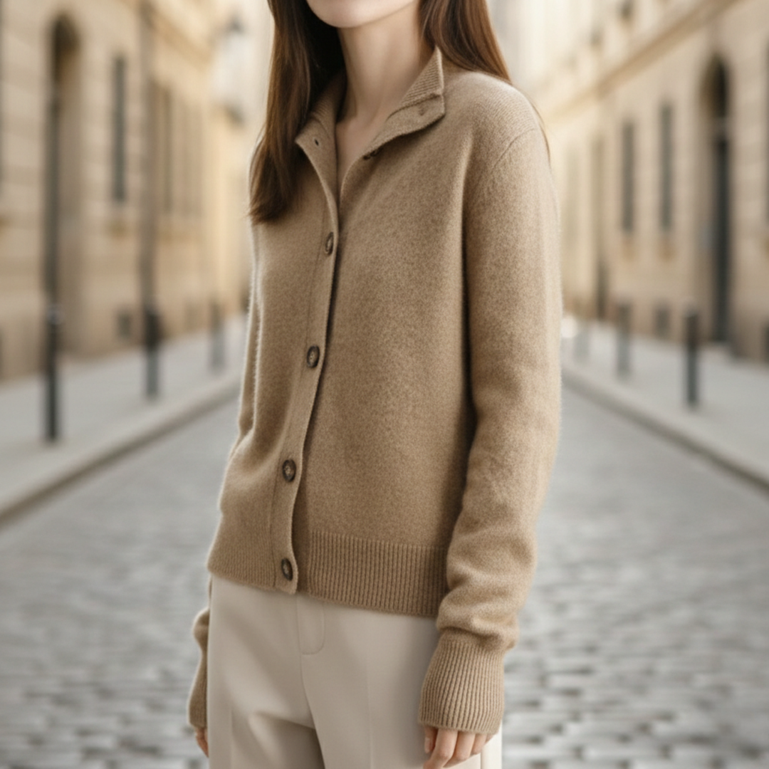 Cárdigan de Cachemira con Botones Frontal Ajustado para Mujeres