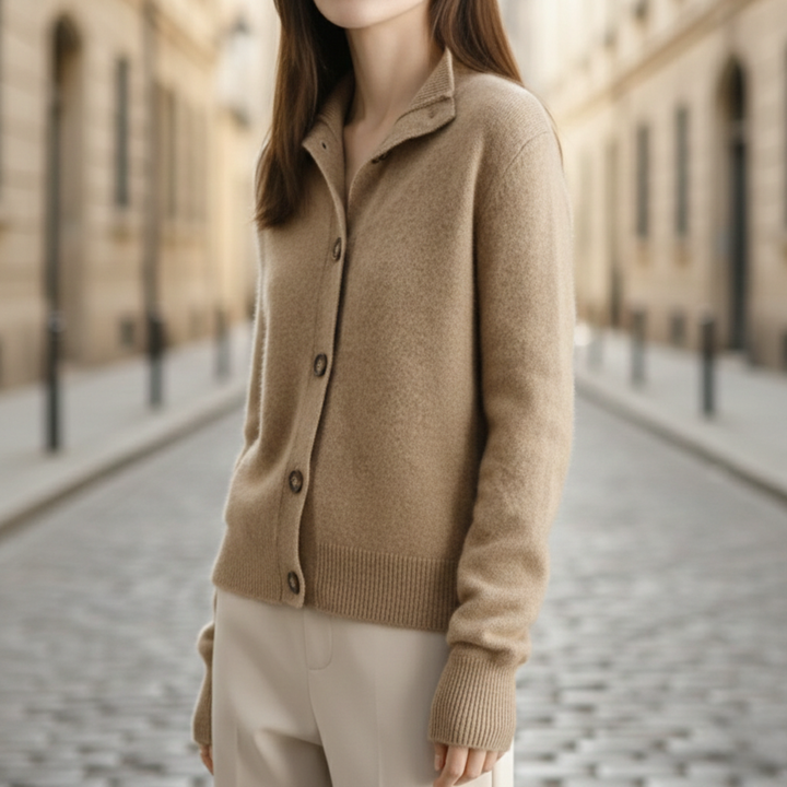 Cárdigan de Cachemira con Botones Frontal Ajustado para Mujeres