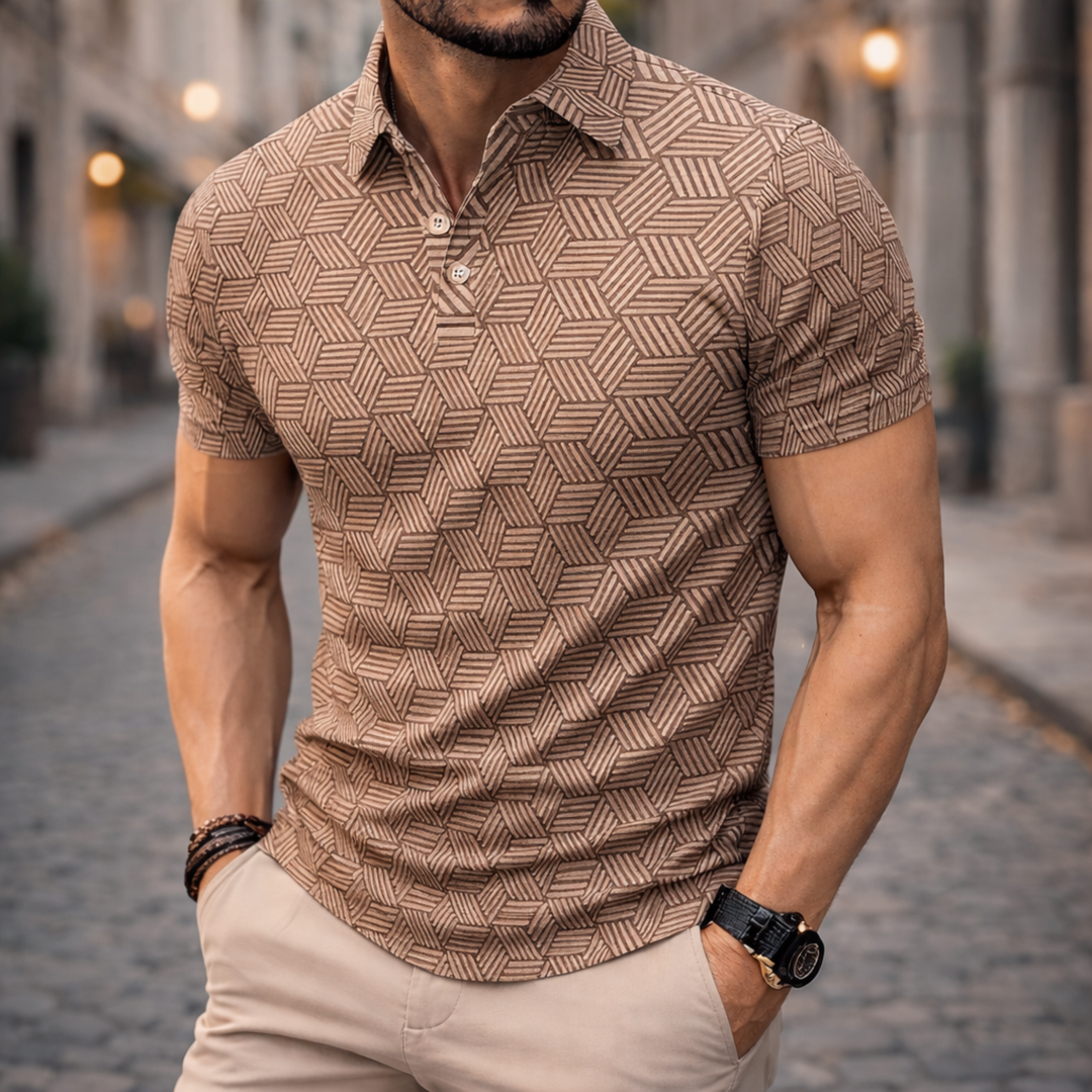 Camisa Polo de Manga Corta con Lunares para Hombre Verano