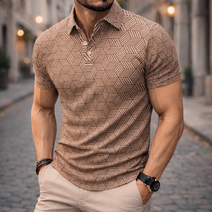 Camisa Polo de Manga Corta con Lunares para Hombre Verano