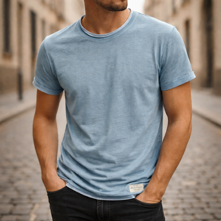 Cotton T Shirt Short Sleeve Crew Neck Men