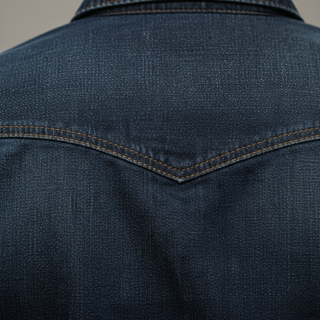 Denim Shirt Long Sleeve Button Front for Men