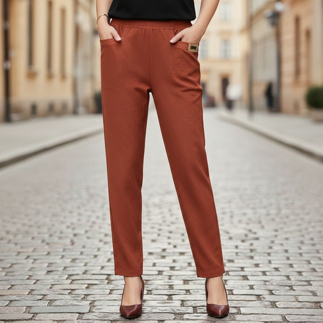 Pantalones de corte recto de longitud completa para mujeres