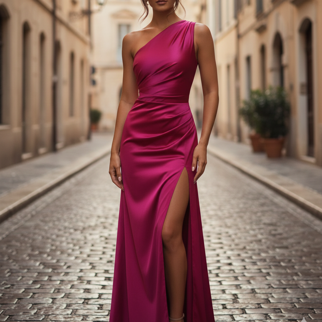 Vestido de Noche Maxi de Una Sola Manga para Mujeres