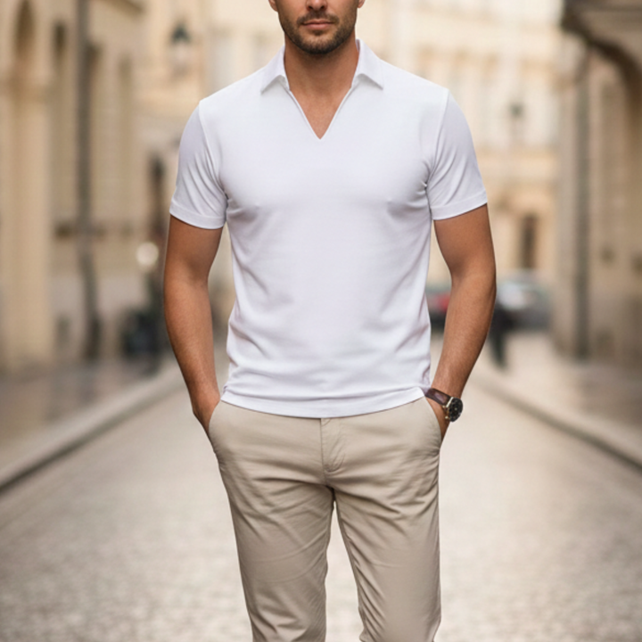 Polo Shirt Cotton Silk Short Sleeve Men