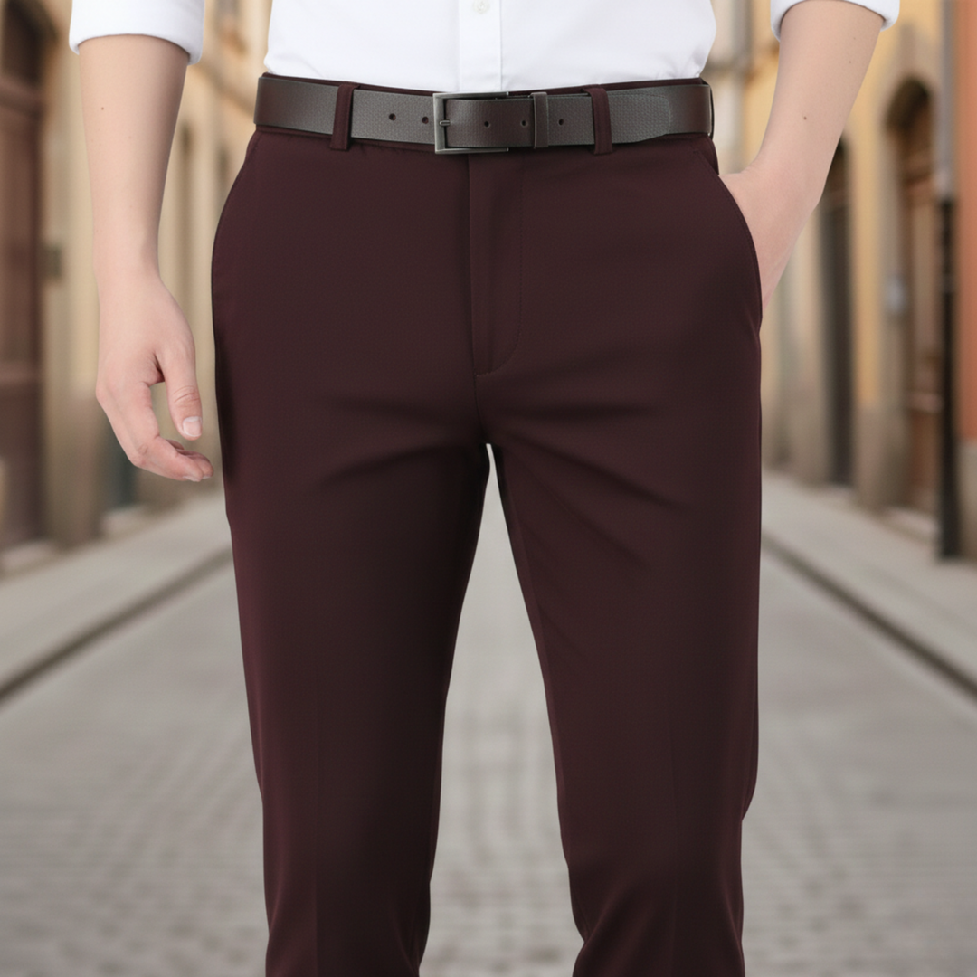 Mens stretch pants slim fit full length