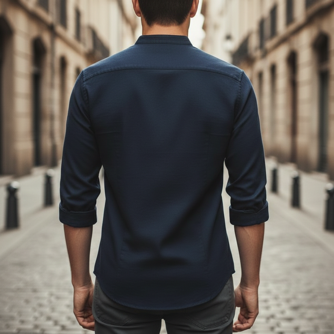 Men's Collar Shirt Long Sleeve Button Front