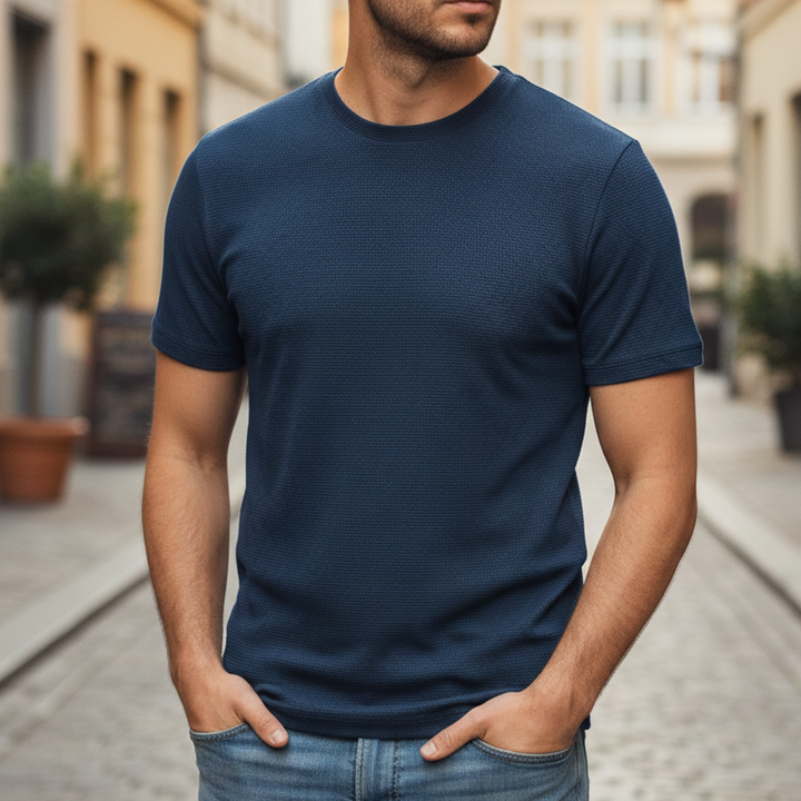 T Shirt Waffle Knit Short Sleeve Men
