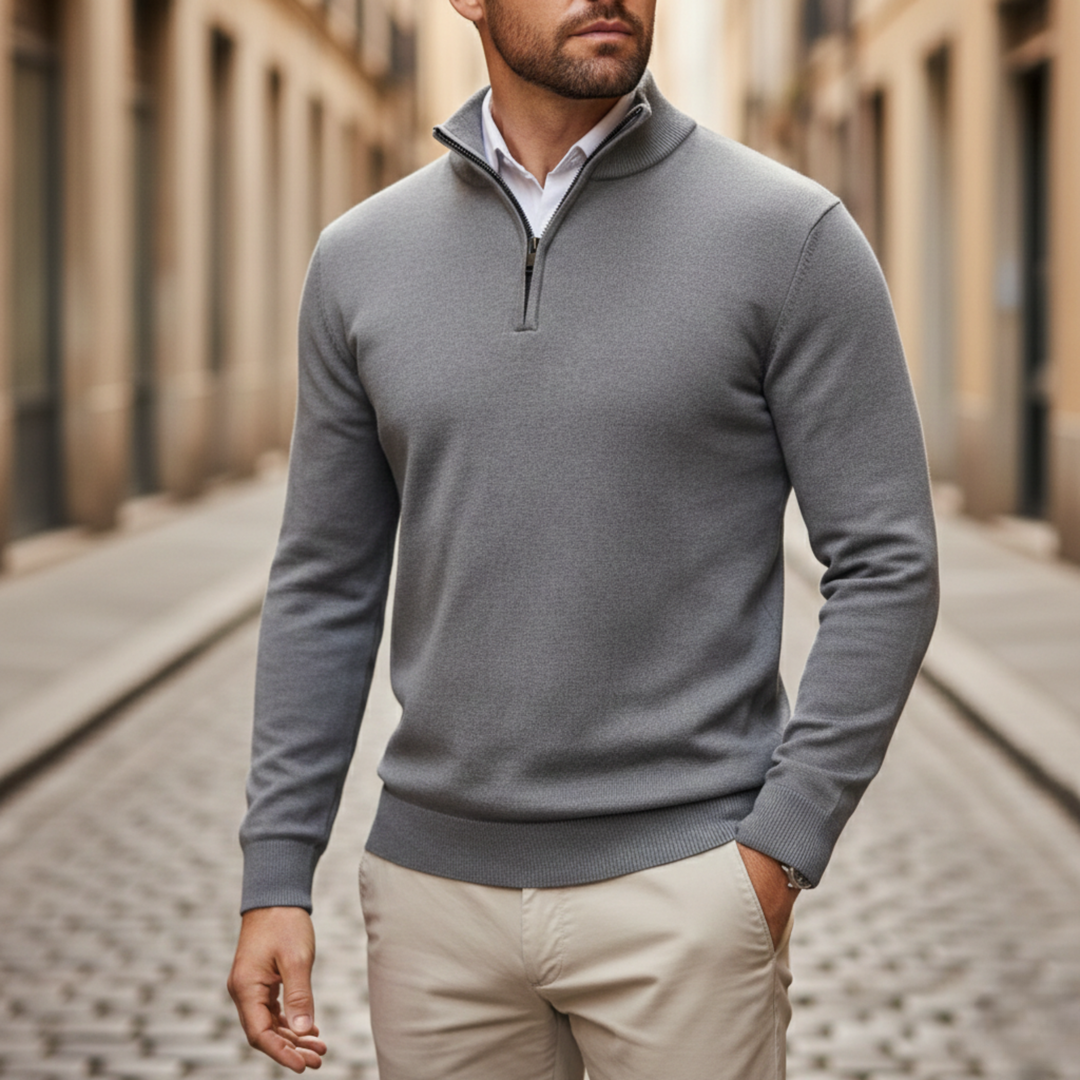 Men’s Half-Zip Lightweight Knit Sweater Casual