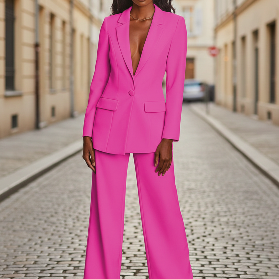 Saco y Pantalones de Pierna Ancha para Mujeres