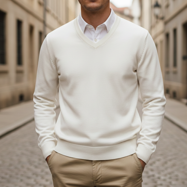 V Neck Sweater Long Sleeve Knit Pullover Men