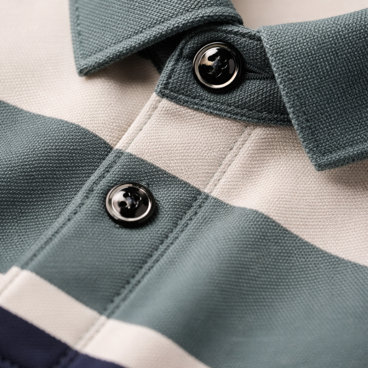 Camisa Polo de Manga Corta a Rayas Casual para Hombres