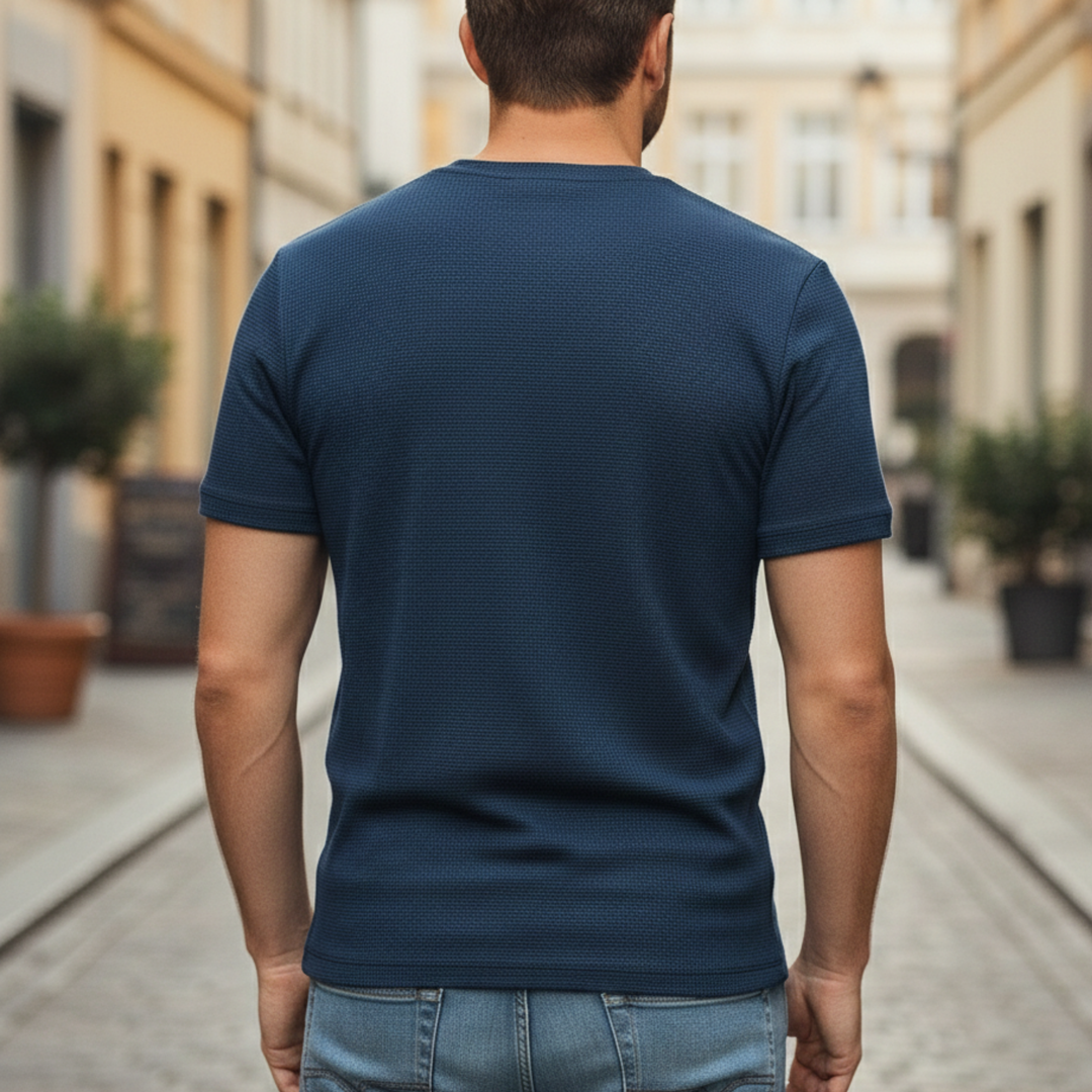 T Shirt Waffle Knit Short Sleeve Men