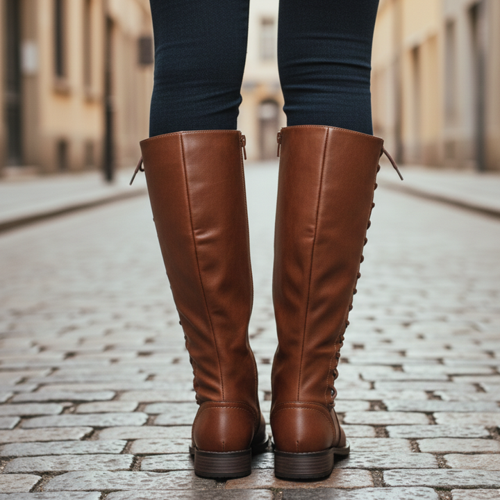 Botas ortopédicas de mujer hasta la rodilla con cordones y cremallera lateral