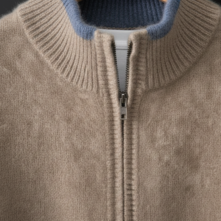 Suéter de Hombre con Cremallera en el Frente y Manga Larga