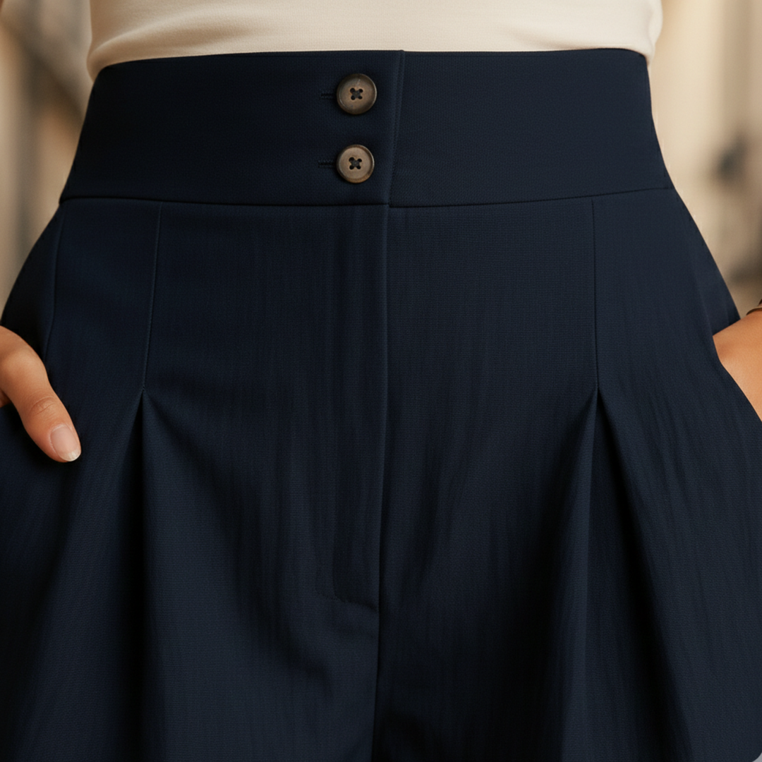 Pantalones Cortos Ajustados de Cintura Alta para Mujeres con Botones en la Parte Frontal