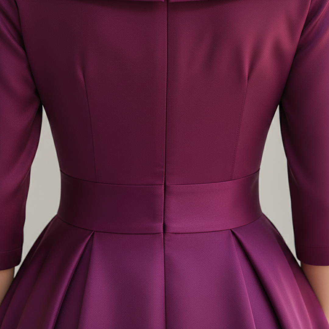 Satin Midi Dress Women Wrap Three Quarter Sleeve A Line Pocket