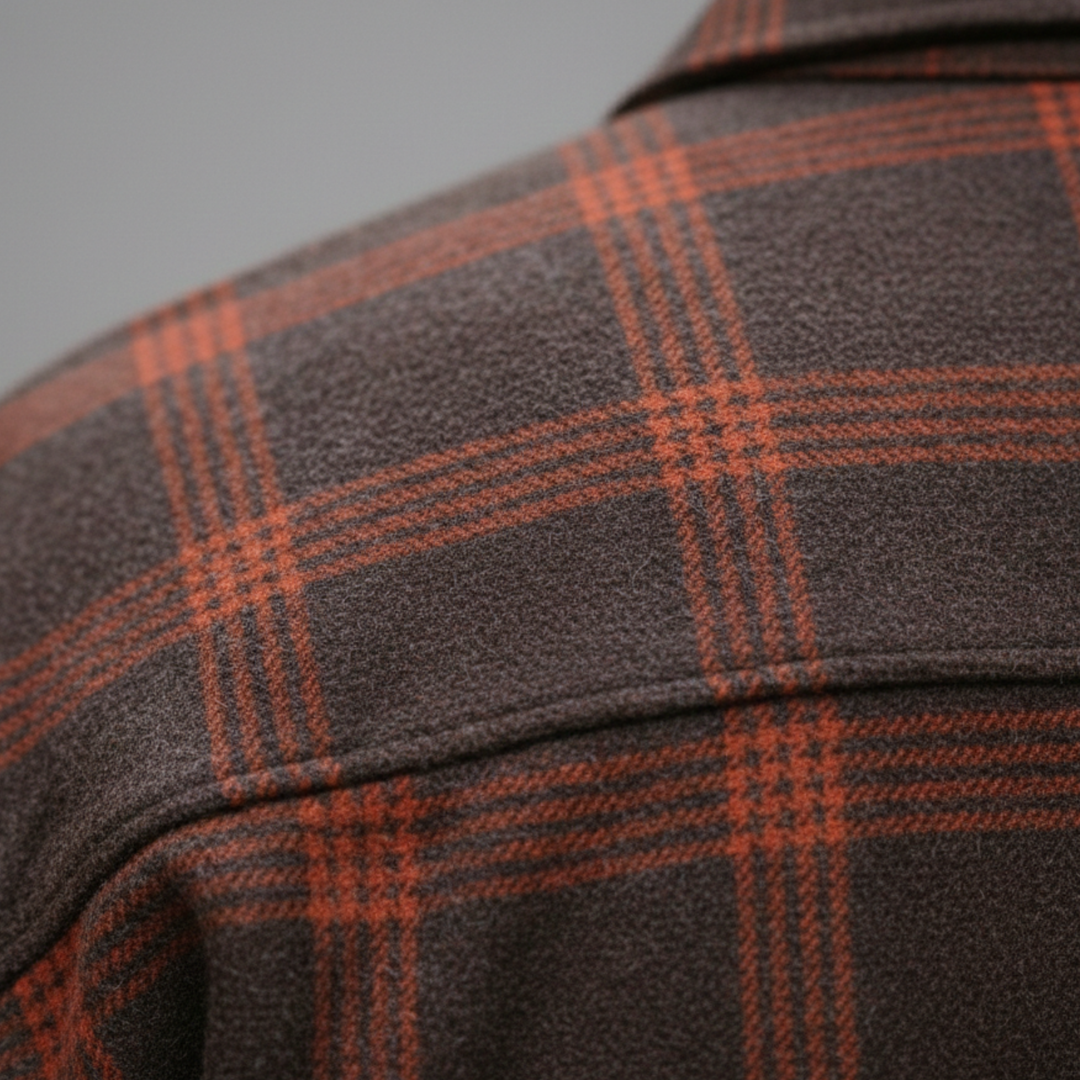 Men Flannel Shirt Checkered Button Front Long Sleeve Casual