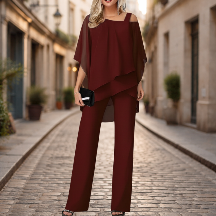 Chiffon Set Women Evening Two Piece Elegant