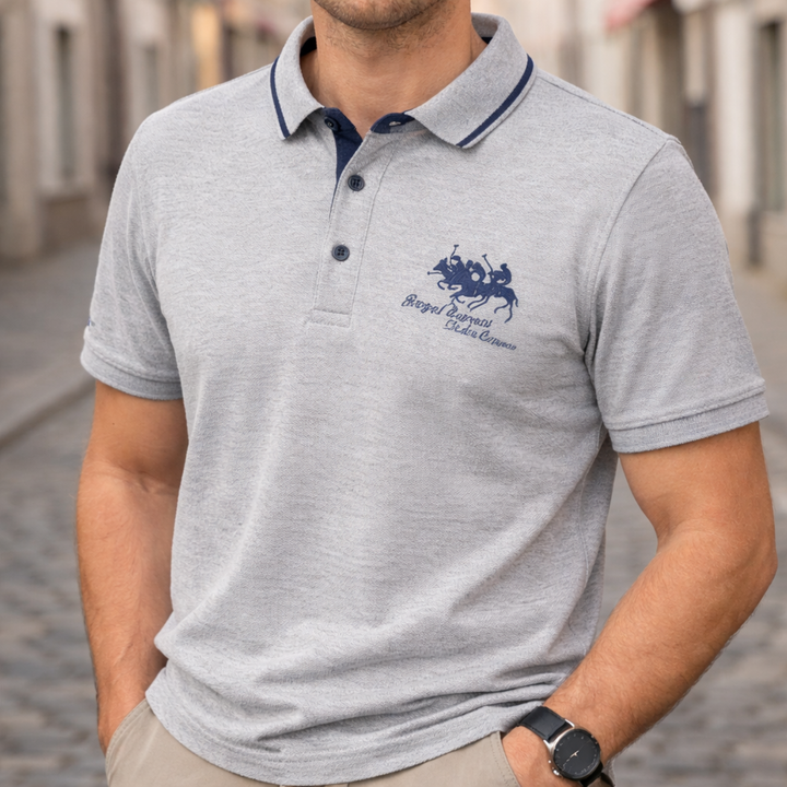 Camisa Polo de Manga Corta Bordada Casual para Hombres