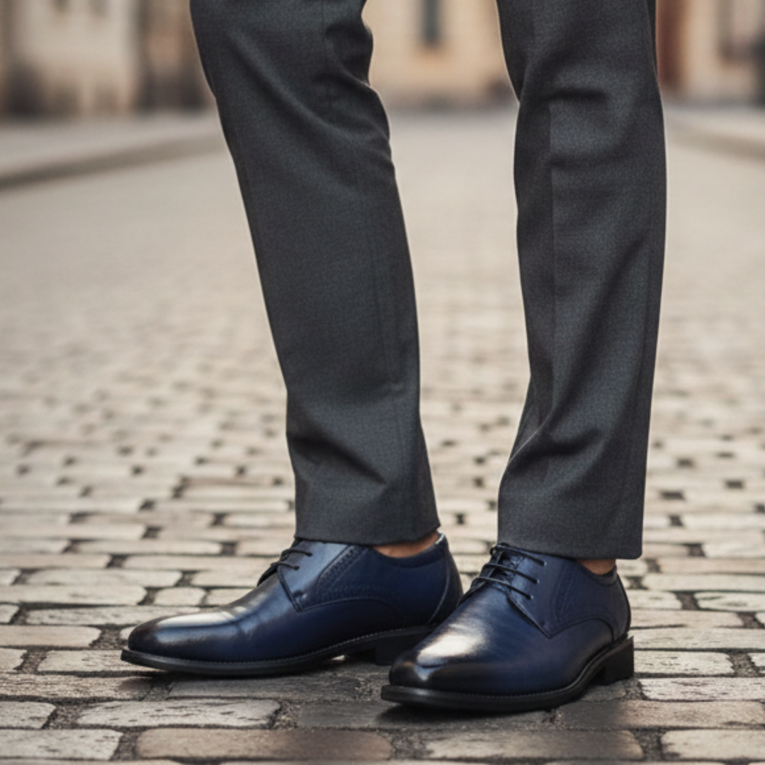 Leather Dress Shoes Lace Up Rubber Sole Men