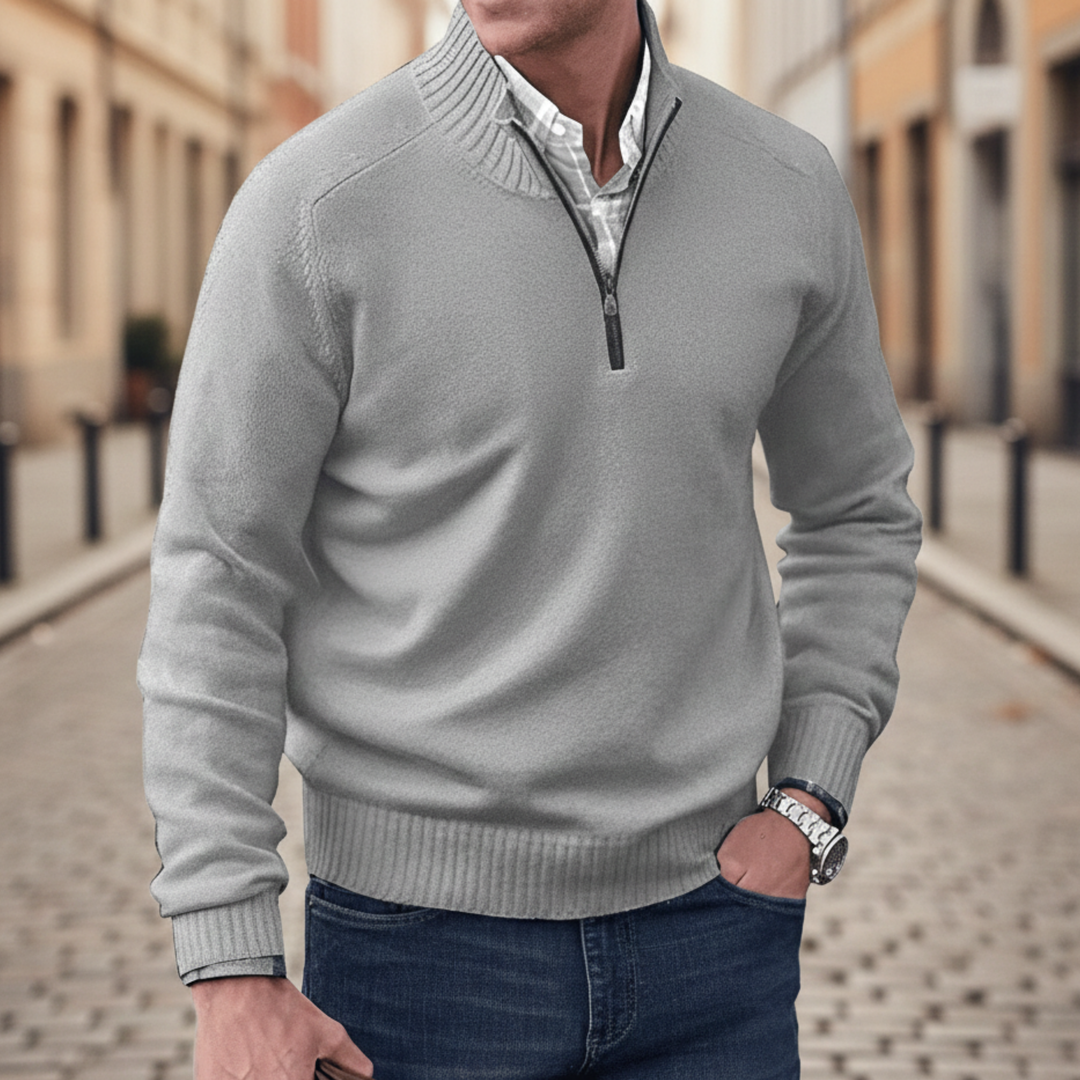 Men’s Nordic Winter Knit Jacket With Zip Front