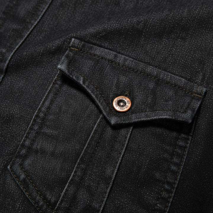 Denim Shirt Long Sleeve Button Front for Men