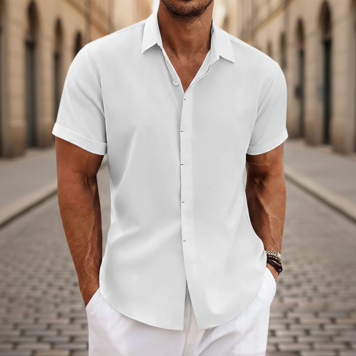 Men's Shirt with Short Sleeve Button Front