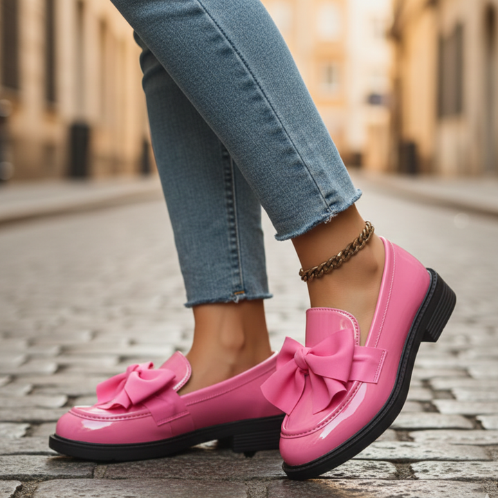 Mocasines con Detalle de Lazo Rosa Mujeres Adultas