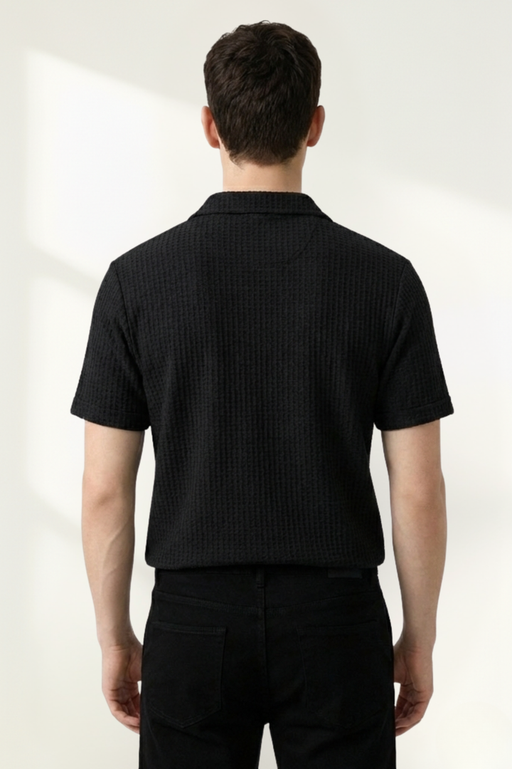 Men’s Waffle-Knit  Polo Shirt