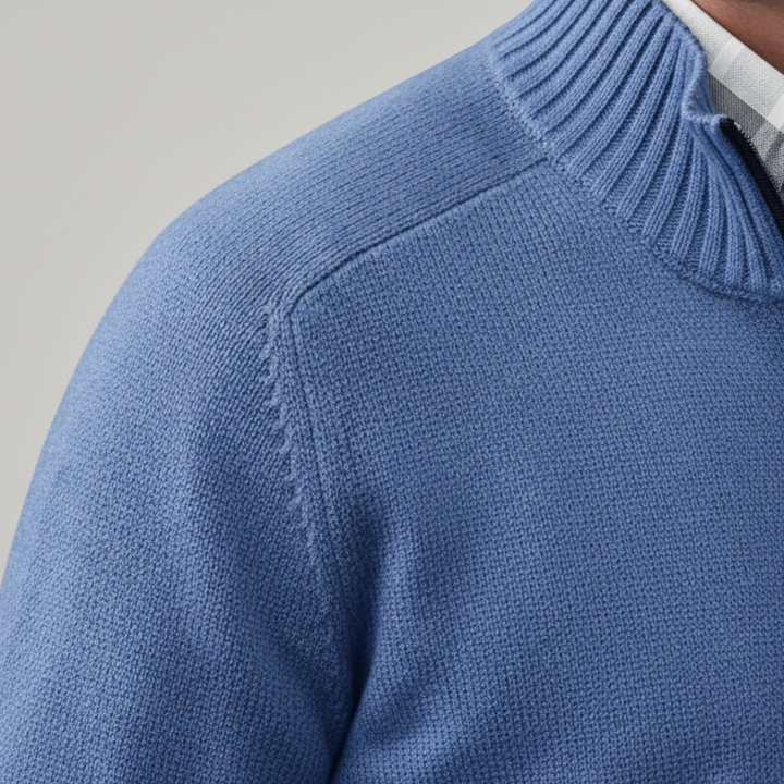 Suéter de punto de hombre con media cremallera