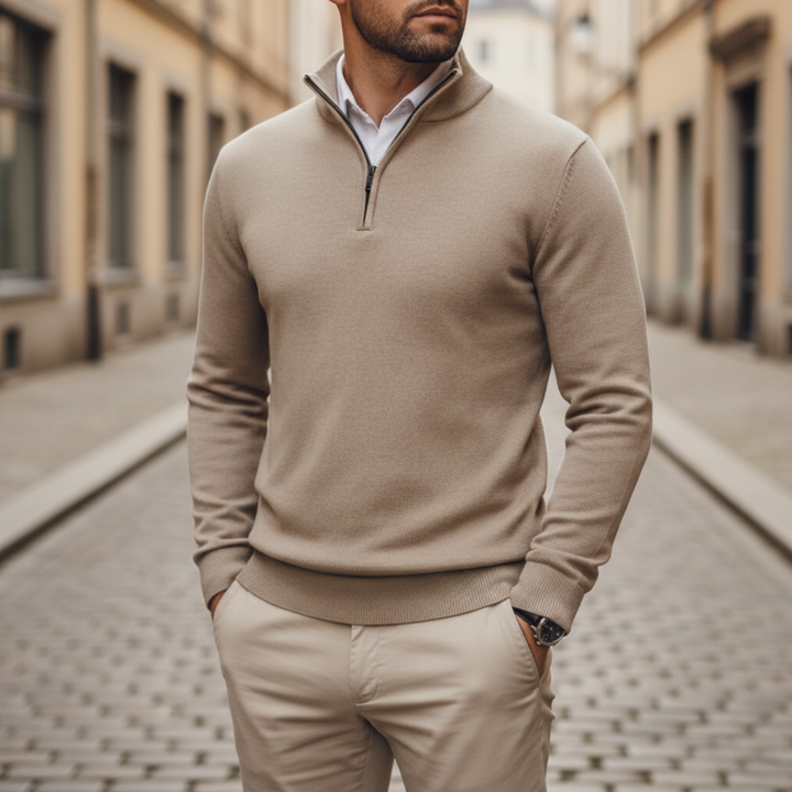 Men’s Half-Zip Lightweight Knit Sweater Casual