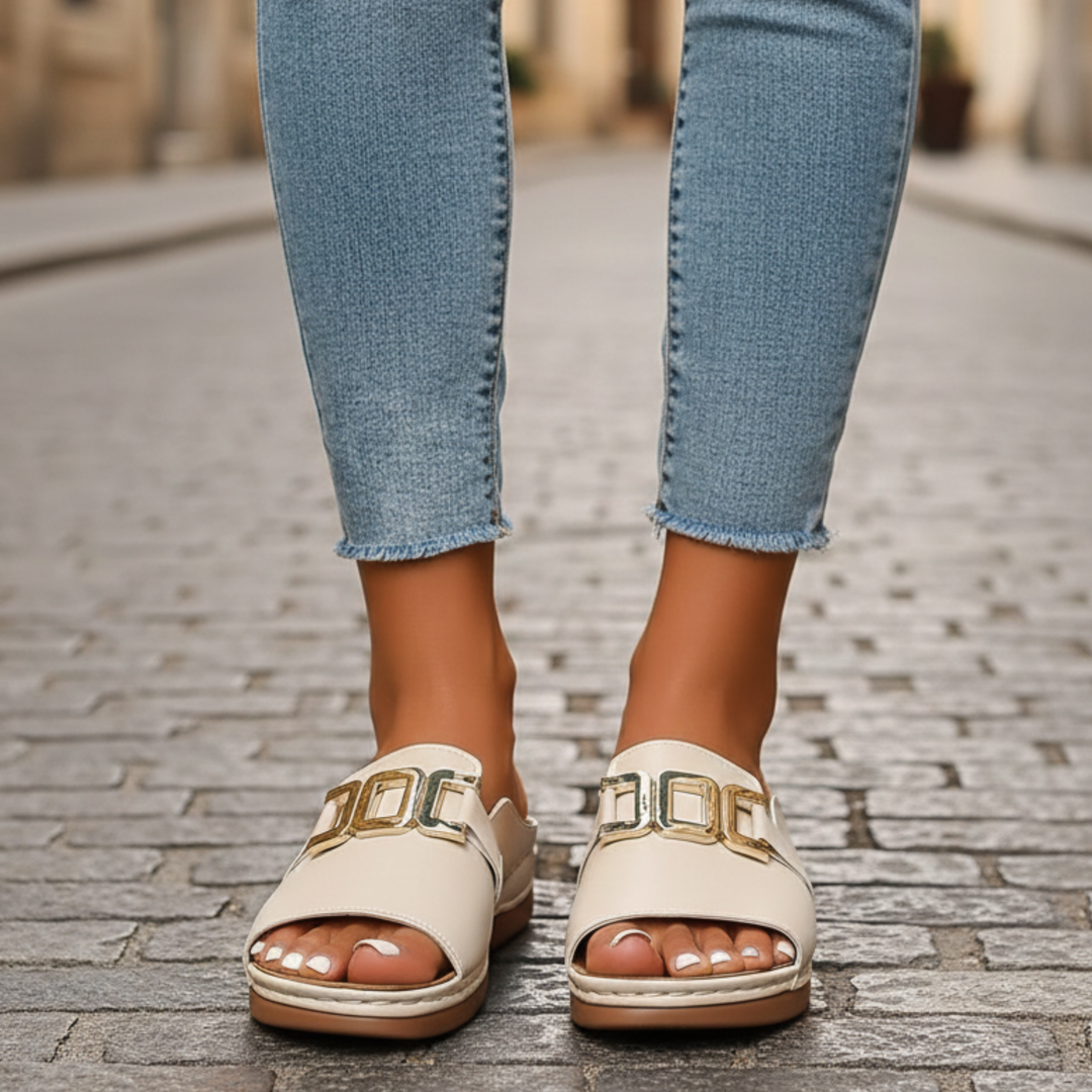 Women Sandals Wide Strap Buckle Open Toe Casual Adult