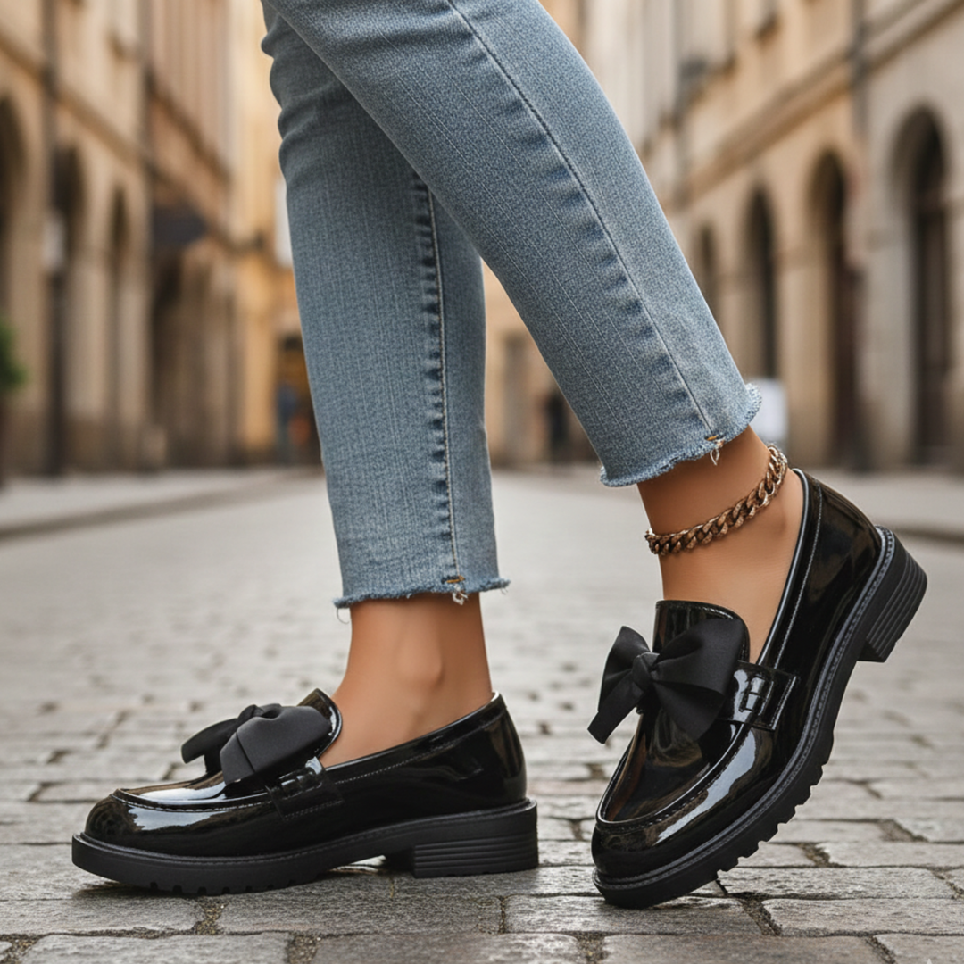 Mocasines con Detalle de Lazo Rosa Mujeres Adultas