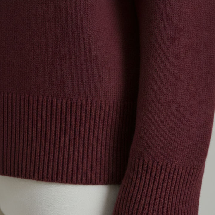 Suéter de punto oversized de cuello redondo y manga larga para mujeres