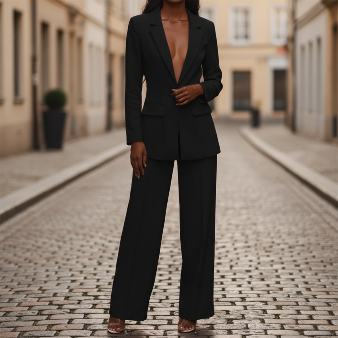 Saco y Pantalones de Pierna Ancha para Mujeres