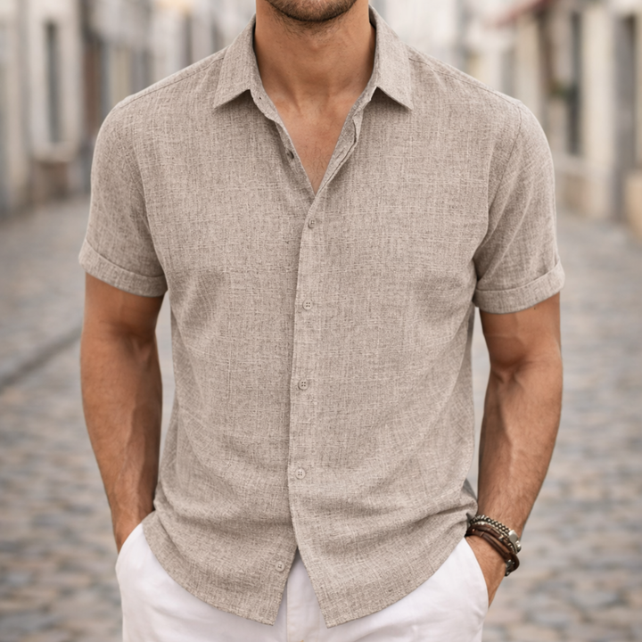 Shirt Short Sleeve Summer Casual Men Black