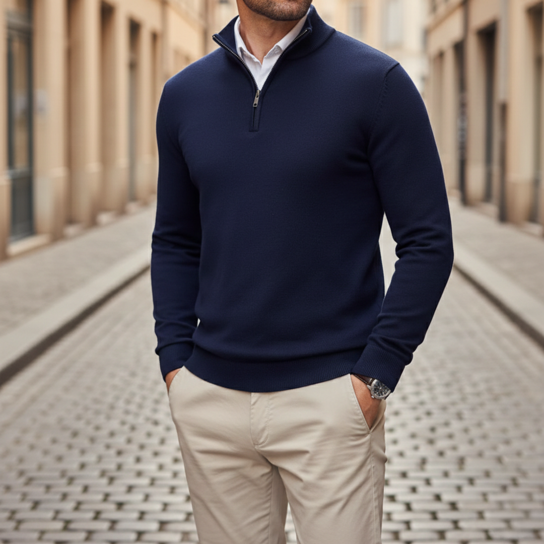 Men’s Half-Zip Lightweight Knit Sweater Casual
