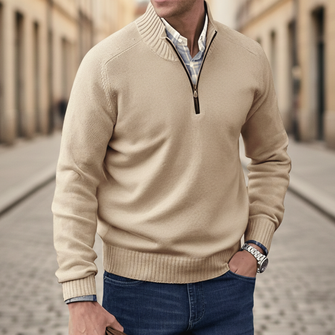 Men’s Nordic Winter Knit Jacket With Zip Front