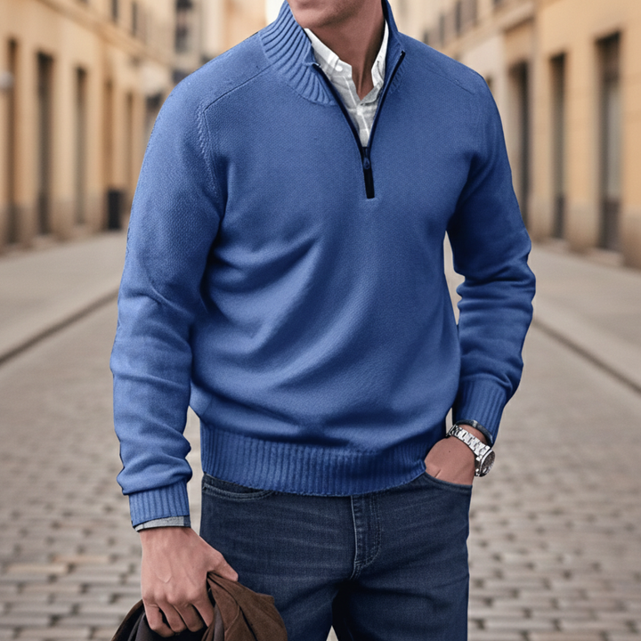 Men’s Nordic Winter Knit Jacket With Zip Front