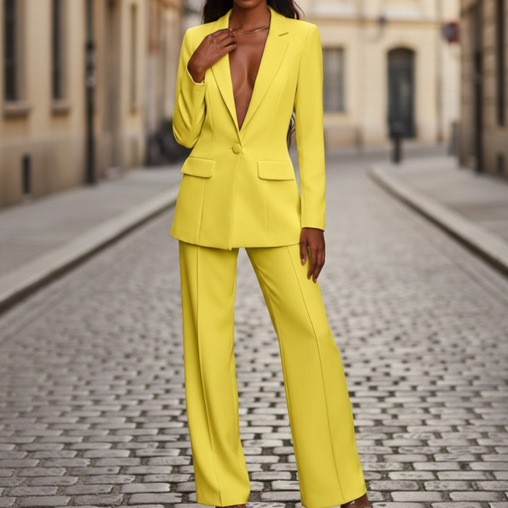 Saco y Pantalones de Pierna Ancha para Mujeres