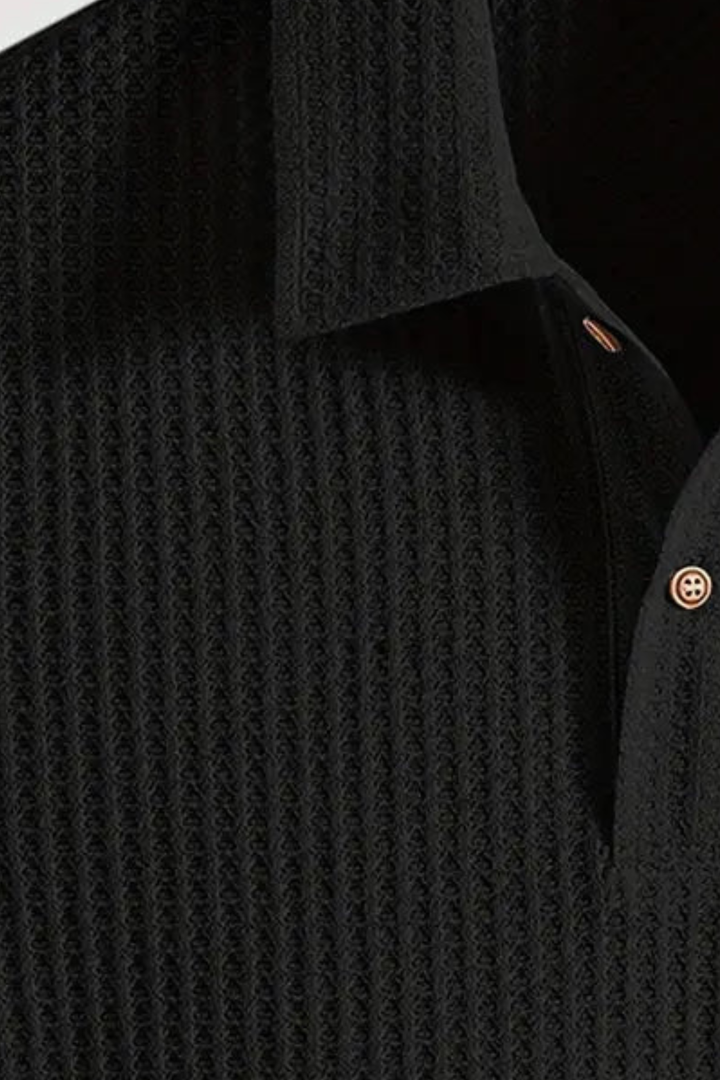 Men’s Waffle-Knit  Polo Shirt
