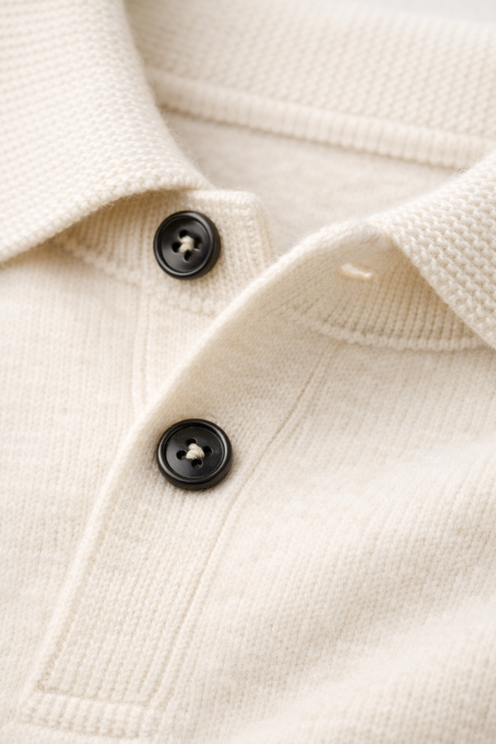 Suéter de polo de punto de manga larga para hombres