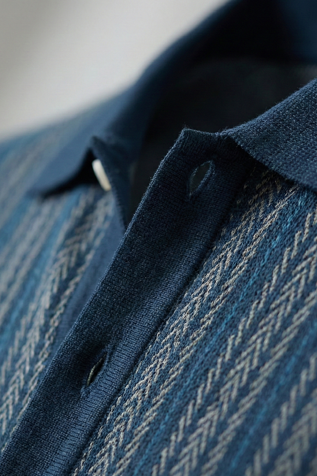 Men’s Knit Patterned Polo Shirt Short Sleeve