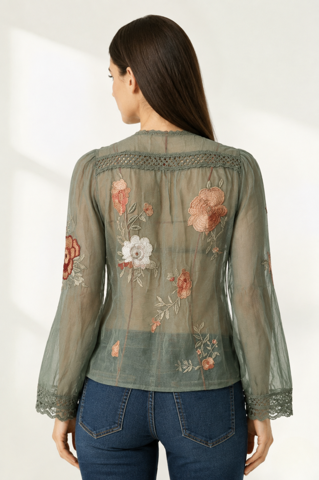 Women’s Chiffon Lace Floral Blouse