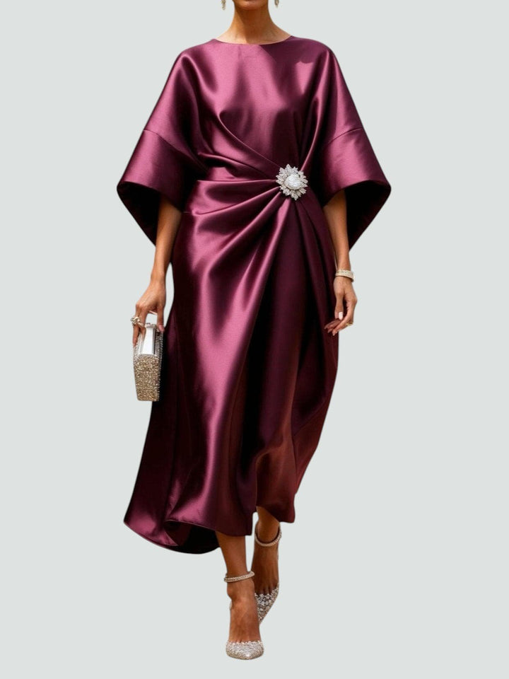 Elise | Elegant Brooch Long Dress Front