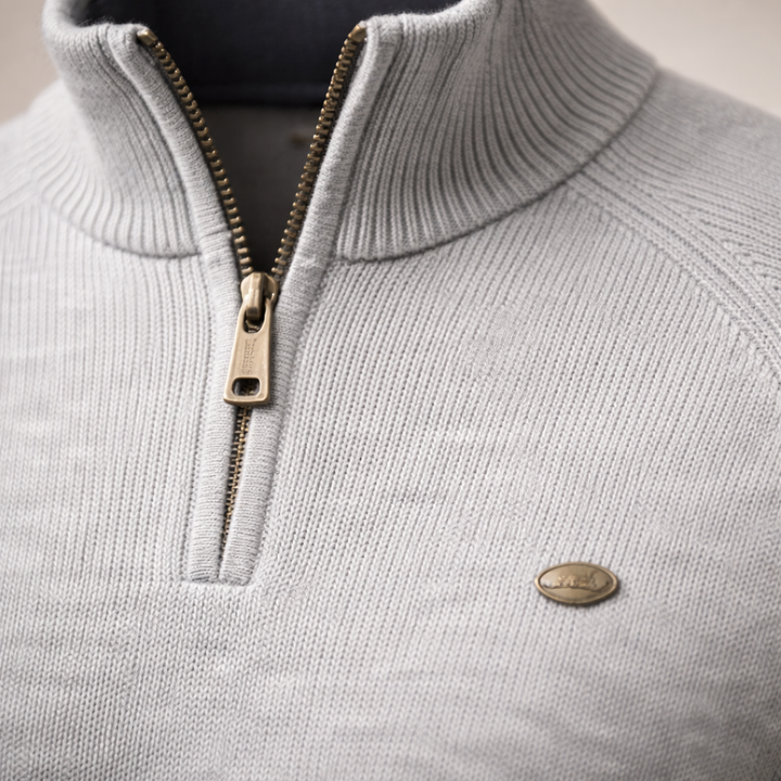 Men’s Half-Zip Ribbed Knit Sweater Slim Fit